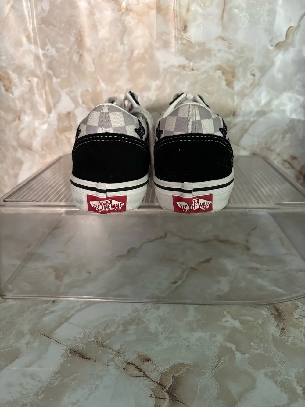 Vans Black and White Checkerboard Butterfly Low-Top Sneakers